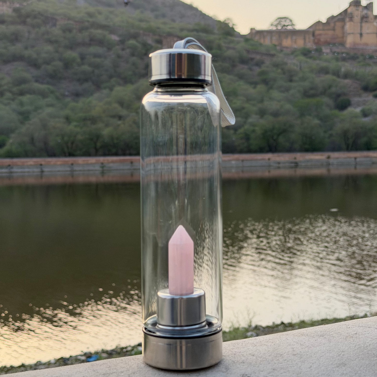 Rose Quartz Crystal Water Bottle