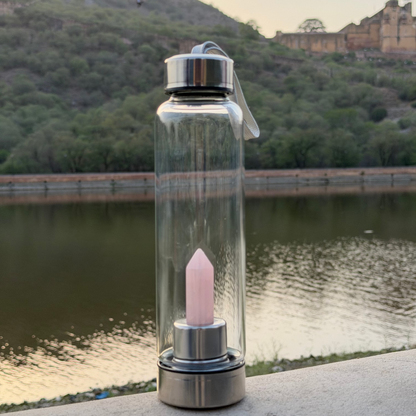 Rose Quartz Crystal Water Bottle