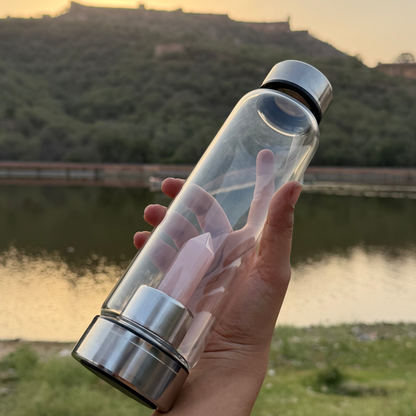 Rose Quartz Crystal Water Bottle