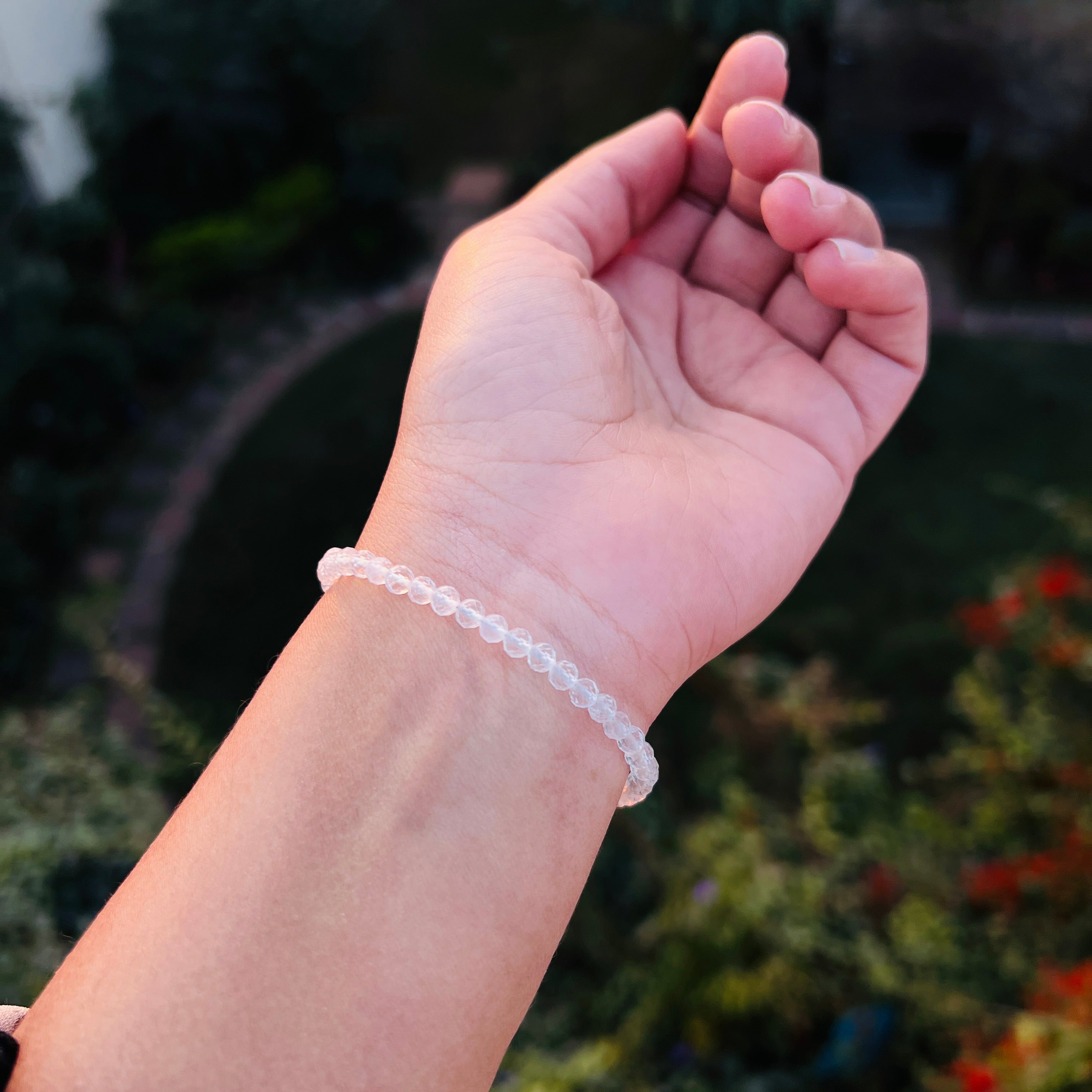 Natural Sphatik (Clear Quartz) Faceted Bracelet | Adjustable Fish Lock