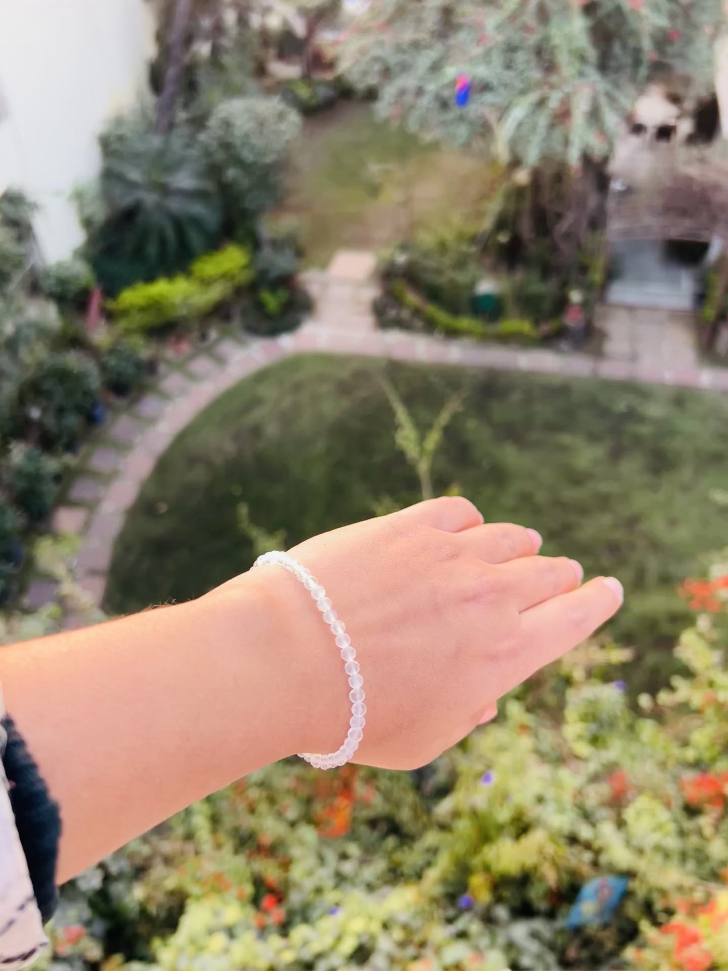 Natural Sphatik (Clear Quartz) Faceted Bracelet | Adjustable Fish Lock