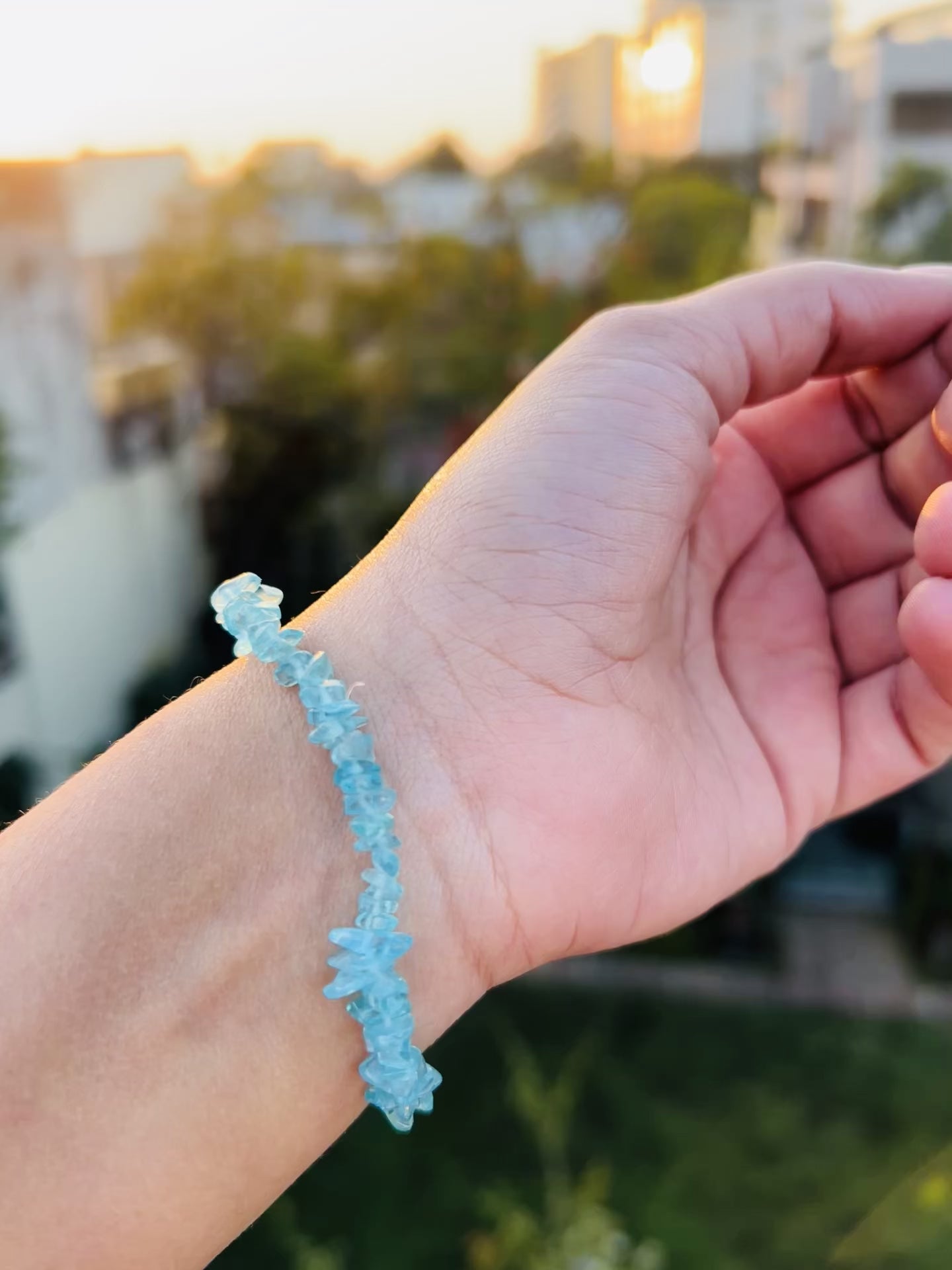Natural Blue Apatite Crystal Bracelet.